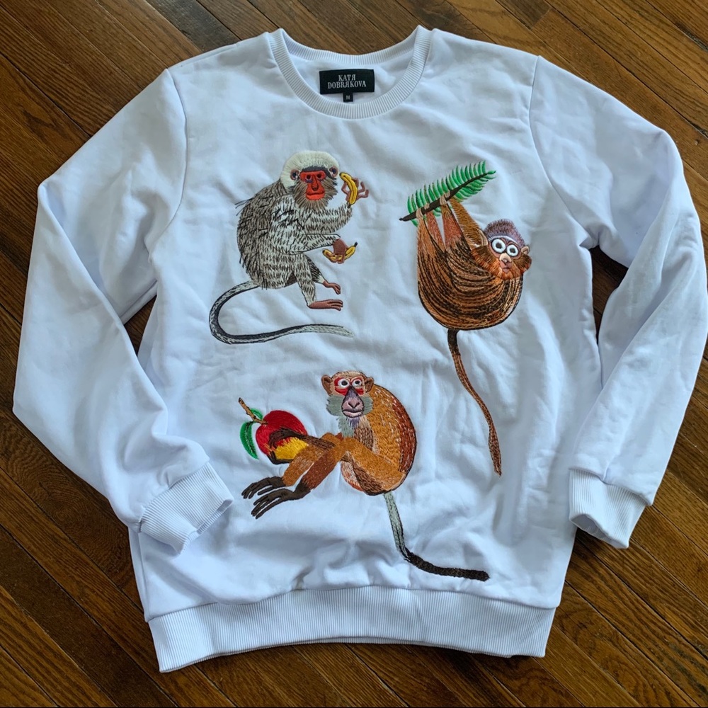 Embroidery monkey sweatshirt
